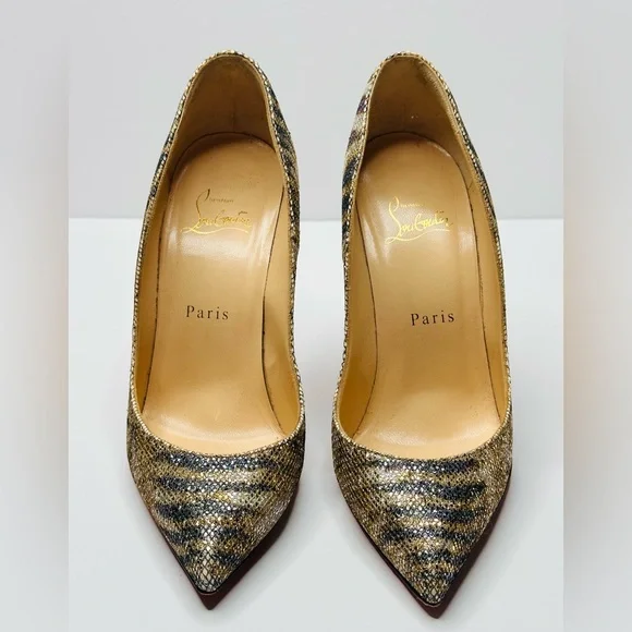 Christian Louboutin Pigalle Follies Glitter Sirene Stiletto Heels Shoes Size 37